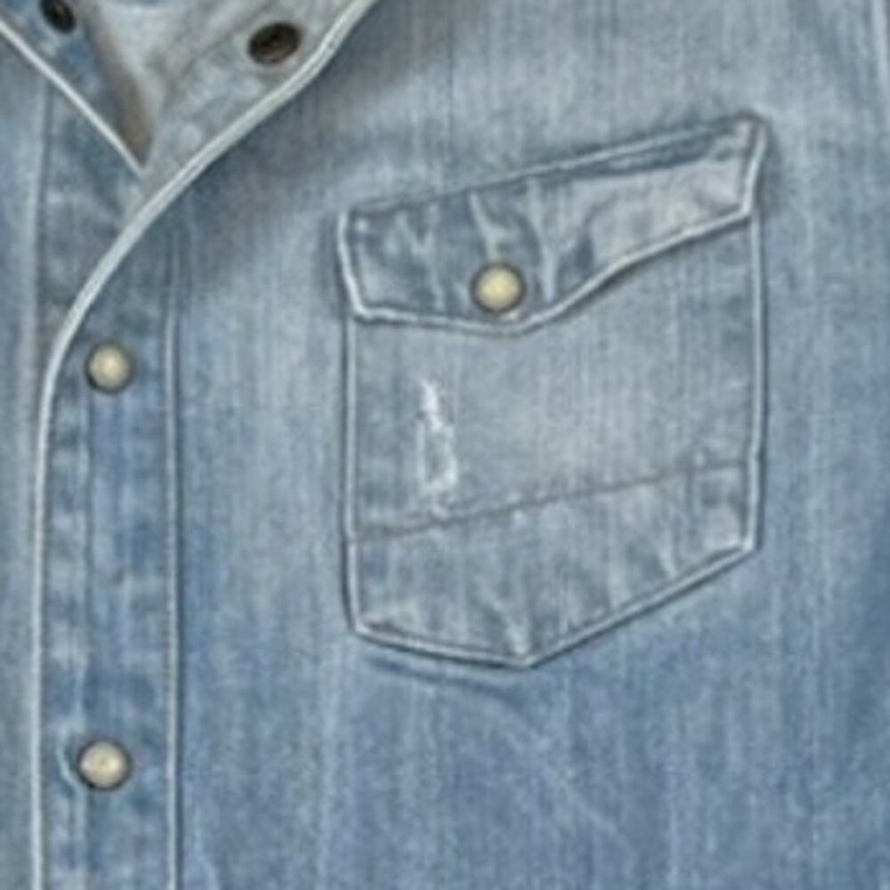 All Saints Long-Sleeve Denim Shirt in Blue | Size M - Picture 5 of 6